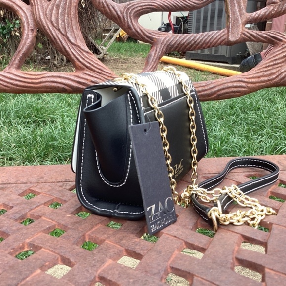 NWT Zac Zac Posen Leather Mini Eartha Crossbody Gingham Print Bag - Picture 4 of 11